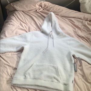 white fluffy hoodie